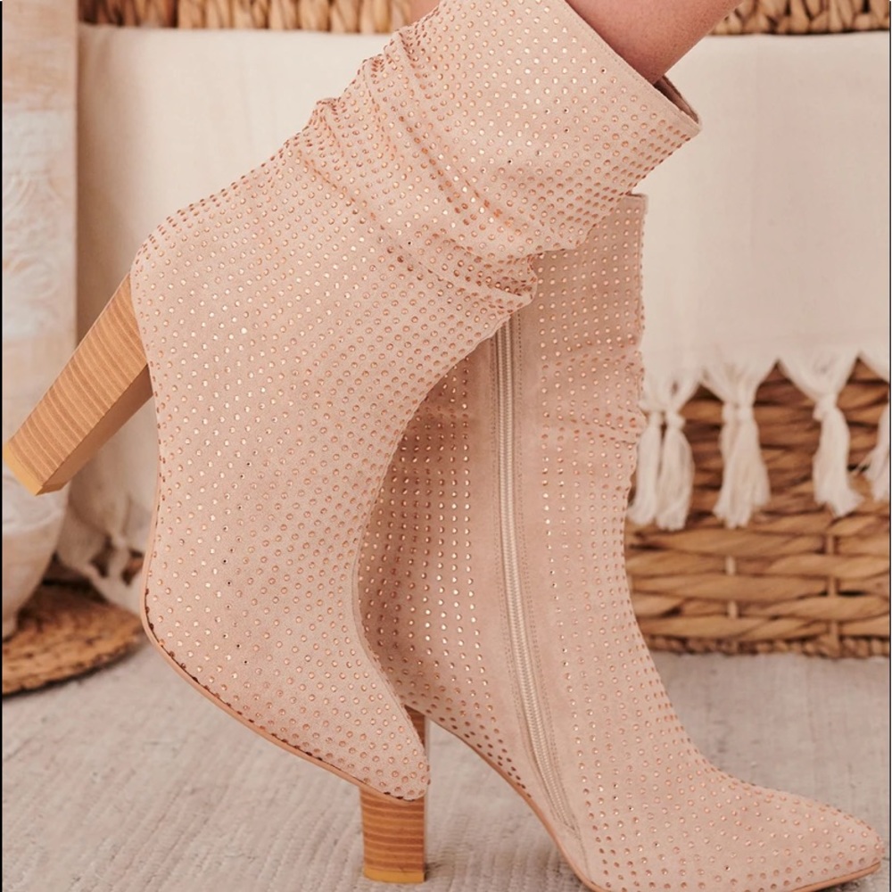 Rose gold jeweled booties